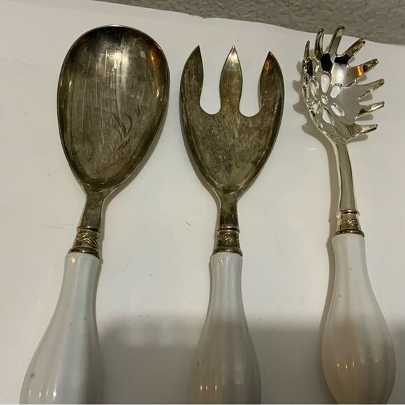 Godinger Art Co. Silver Plated 3 Pc. Hostess Serving Set w/ Porcelain Handle G2 - Picture 4 of 7